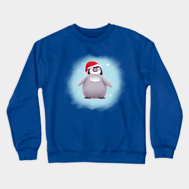 Santa Emperor Penguin Chick (Background) Crewneck Sweatshirt by EdgeKagami